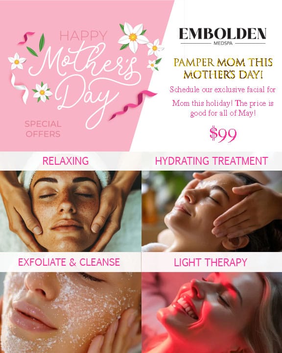 Woman receiving a facial treatment with LED light therapy at a med spa